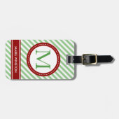 moderne gepersonaliseerde naam monogram gestreepte bagagelabel (Voorkant horizontaal)