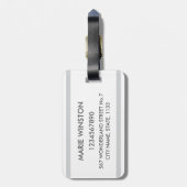 moderne gepersonaliseerde naam monogram gestreepte bagagelabel (Achterkant verticaal)