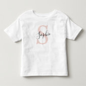 Moderne gepersonaliseerde naam monogram pastelroze kinder shirts (Voorkant)