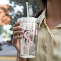Moderne gepersonaliseerde naam Monogram roze