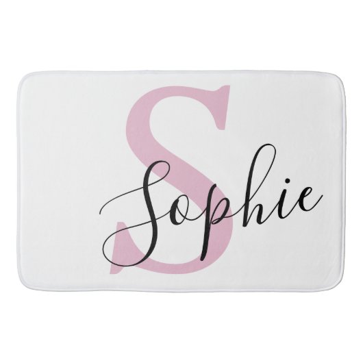 Moderne gepersonaliseerde naam Monogram roze Badmat (Voorkant)