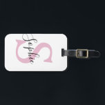 Moderne gepersonaliseerde naam Monogram roze Bagagelabel<br><div class="desc">Moderne gepersonaliseerde naam Monogram roze</div>