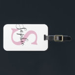 Moderne gepersonaliseerde naam Monogram roze Bagagelabel<br><div class="desc">Moderne gepersonaliseerde naam Monogram roze</div>