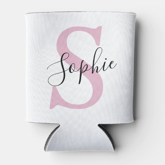 Moderne gepersonaliseerde naam Monogram roze Blikjeskoeler (Voorkant)