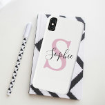 Moderne gepersonaliseerde naam Monogram roze Case-Mate iPhone Case<br><div class="desc">Moderne gepersonaliseerde naam Monogram roze</div>