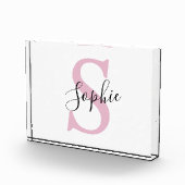 Moderne gepersonaliseerde naam Monogram roze Fotoblokken (Rechts)