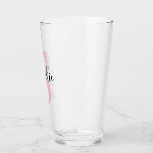 Moderne gepersonaliseerde naam Monogram roze Glas (Links)