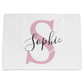 Moderne gepersonaliseerde naam Monogram roze Groot Cadeauzakje (Voorkant)