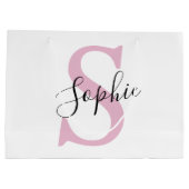 Moderne gepersonaliseerde naam Monogram roze Groot Cadeauzakje (Achterkant)