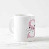 Moderne gepersonaliseerde naam Monogram roze Koffiemok (Voorkant links)