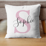Moderne gepersonaliseerde naam Monogram roze Kussen<br><div class="desc">Moderne gepersonaliseerde naam Monogram roze</div>
