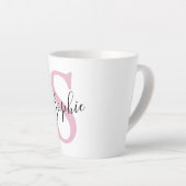 Moderne gepersonaliseerde naam Monogram roze Latte Mok (Rechterhoek)