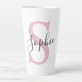 Moderne gepersonaliseerde naam Monogram roze Latte Mok (Voorkant)