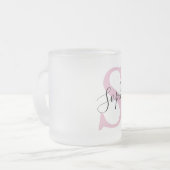 Moderne gepersonaliseerde naam Monogram roze Matglas Koffiemok (Voorkant links)