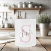 Moderne gepersonaliseerde naam Monogram roze Matglas Koffiemok