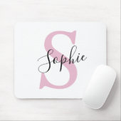 Moderne gepersonaliseerde naam Monogram roze Muismat (Met muis)