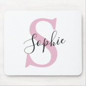 Moderne gepersonaliseerde naam Monogram roze Muismat (Voorkant)