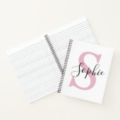 Moderne gepersonaliseerde naam Monogram roze Notitieboek (Binnen)