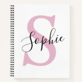 Moderne gepersonaliseerde naam Monogram roze Notitieboek (Voorkant)