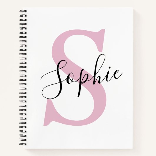 Moderne gepersonaliseerde naam Monogram roze Notitieboek (Voorkant)