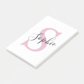 Moderne gepersonaliseerde naam Monogram roze Post-it® Notes (Schuin)