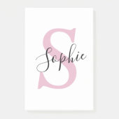 Moderne gepersonaliseerde naam Monogram roze Post-it® Notes (Voorkant)