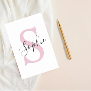 Moderne gepersonaliseerde naam Monogram roze Post-it® Notes