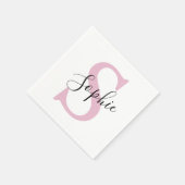 Moderne gepersonaliseerde naam Monogram roze Servet (Hoek)