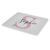 Moderne gepersonaliseerde naam Monogram roze Snijplank (Hoek)