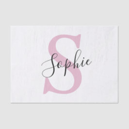 Moderne gepersonaliseerde naam Monogram roze Tissuepapier