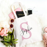 Moderne gepersonaliseerde naam Monogram roze Tote Bag<br><div class="desc">Moderne gepersonaliseerde naam Monogram roze</div>