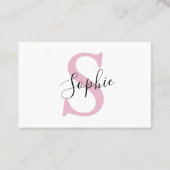 Moderne gepersonaliseerde naam Monogram roze Visitekaartje (Voorkant)