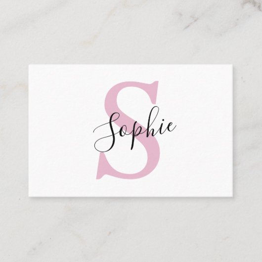 Moderne gepersonaliseerde naam Monogram roze Visitekaartje (Voorkant)