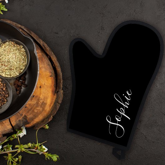 Moderne gepersonaliseerde naam Monogram Zwart Ovenwant