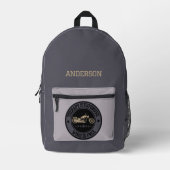 Moderne Gepersonaliseerde Naam Motorfiets Monogram Bedrukte Rugzak (Voorkant)