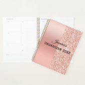 Moderne gepersonaliseerde naam roze goud roze glan planner (Display)
