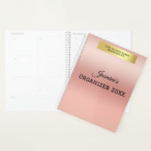 Moderne gepersonaliseerde naam roze gouden Bijbelv Planner (Display)