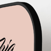 Moderne Gepersonaliseerde Naam Roze Rozenbloem Zwa Pickleball Paddle (Links Detail)