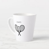 Moderne gepersonaliseerde naam tennis latte mok (Linkerhoek)