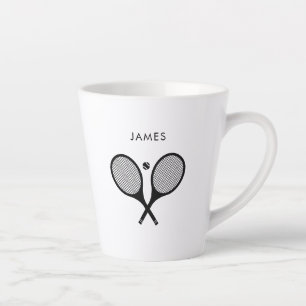 Moderne gepersonaliseerde naam tennis latte mok