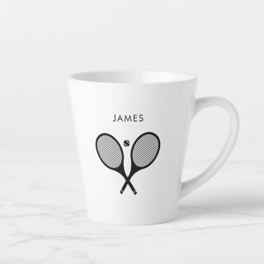 Moderne gepersonaliseerde naam tennis latte mok (Rechts)