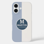 Moderne gepersonaliseerde naam wit blauw Case-Mate iPhone case (Achterkant)
