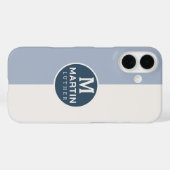Moderne gepersonaliseerde naam wit blauw Case-Mate iPhone case (Achterkant (horizontaal))