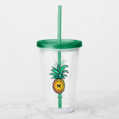Moderne gepersonaliseerde naamletter Pineapple Gre Acryl Drinkbeker (Voorkant)