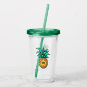 Moderne gepersonaliseerde naamletter Pineapple Gre Acryl Drinkbeker (Achterkant)