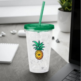 Moderne gepersonaliseerde naamletter Pineapple Gre Acryl Drinkbeker