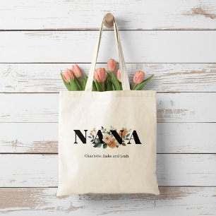 Moderne Gepersonaliseerde Nana Bloemengeschenk Tote Bag