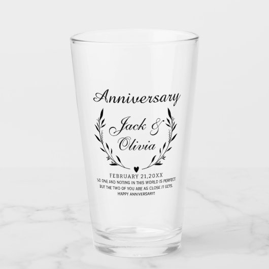Moderne gepersonaliseerde paar naam Jubileum gesch Glas (Voorkant)