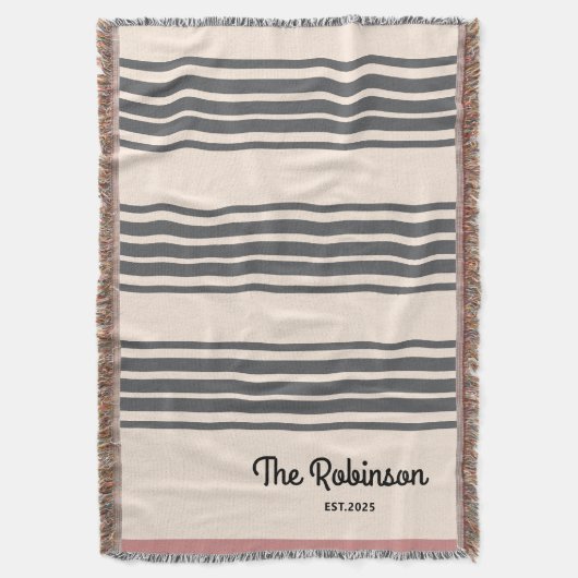 Moderne gepersonaliseerde paar naam met datum roze deken (Voorkant Verticaal)