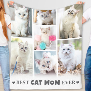 Moderne Gepersonaliseerde Pet Foto Collage Kat Mam Fleece Deken